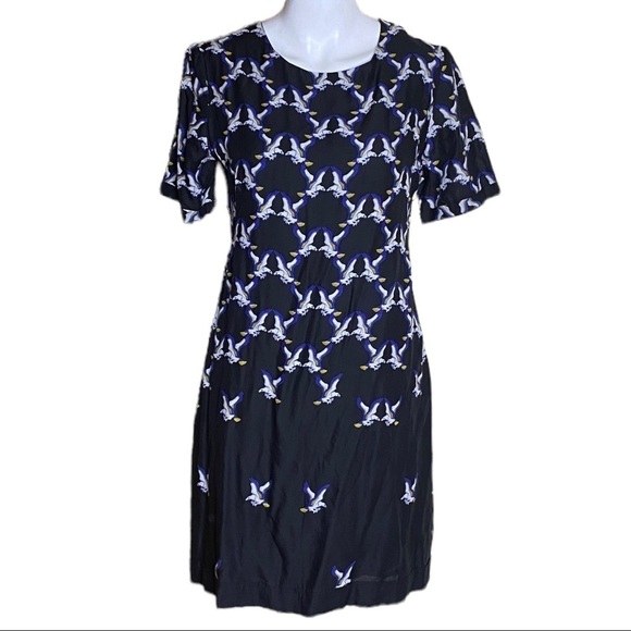 Eleven Paris Dress Teagle Bird Print With Cut Out Back ASOS M Size 8 US - Picture 2 of 16